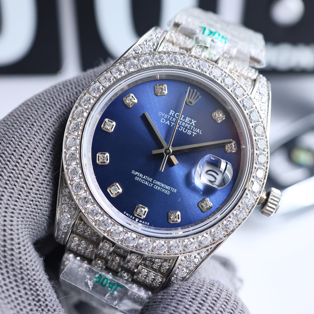 全新字面 單排大鑲鑽圈口 Rolex精品高仿男裝腕錶手錶