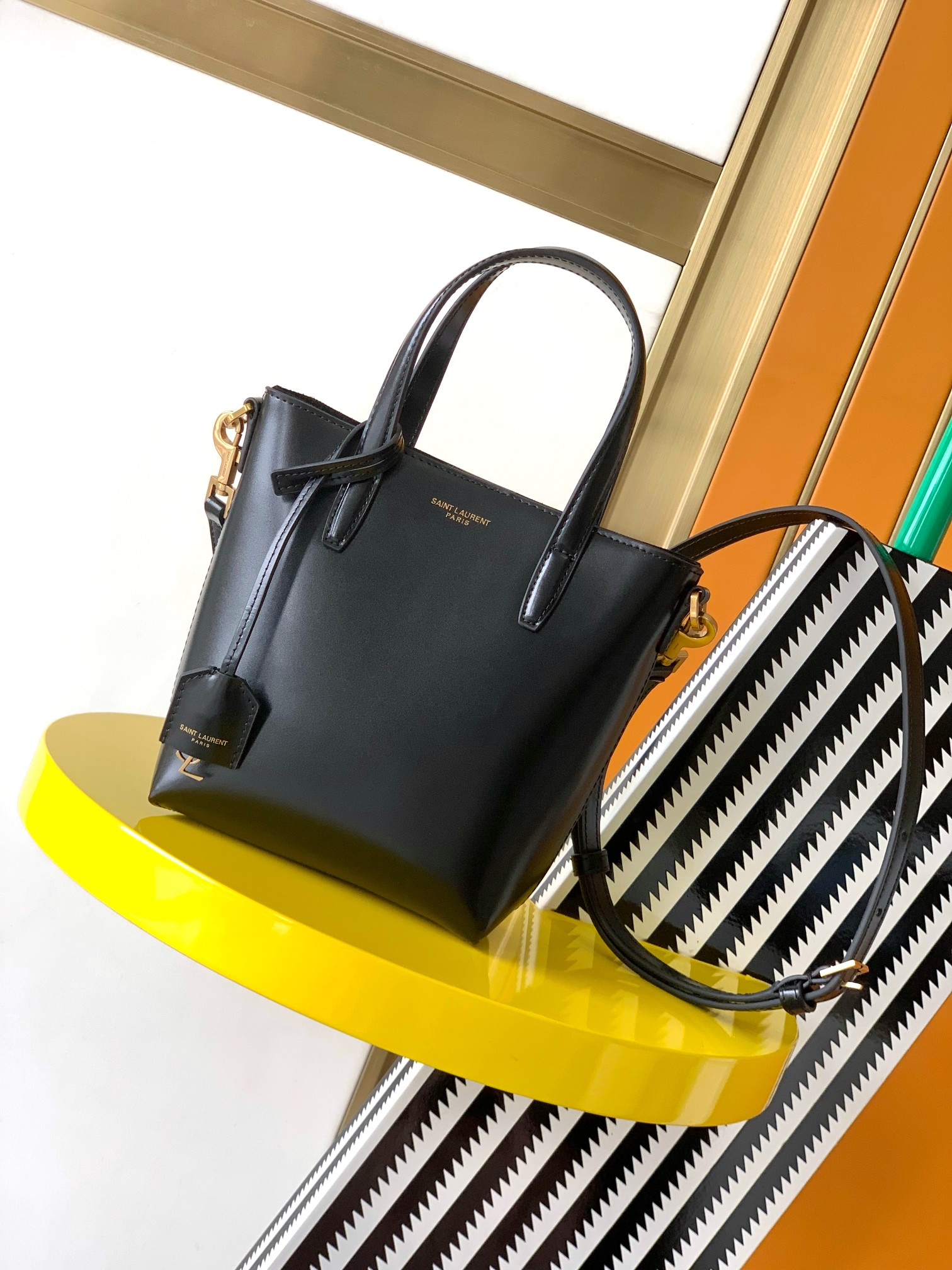 原單複刻YSL聖羅蘭包包 saint laurent box皮革toy購物袋 黑色