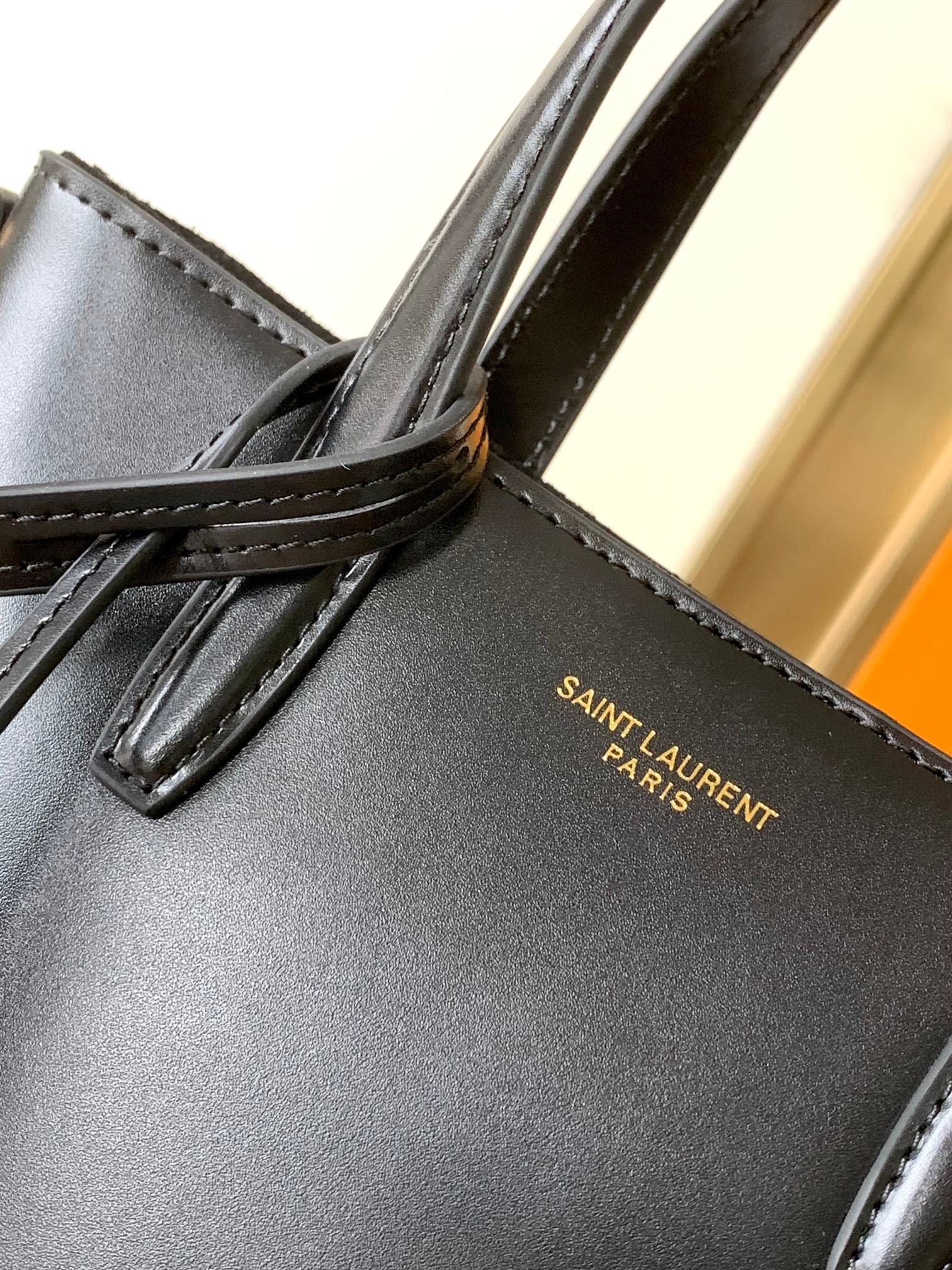 原單複刻YSL聖羅蘭包包 saint laurent box皮革toy購物袋 黑色