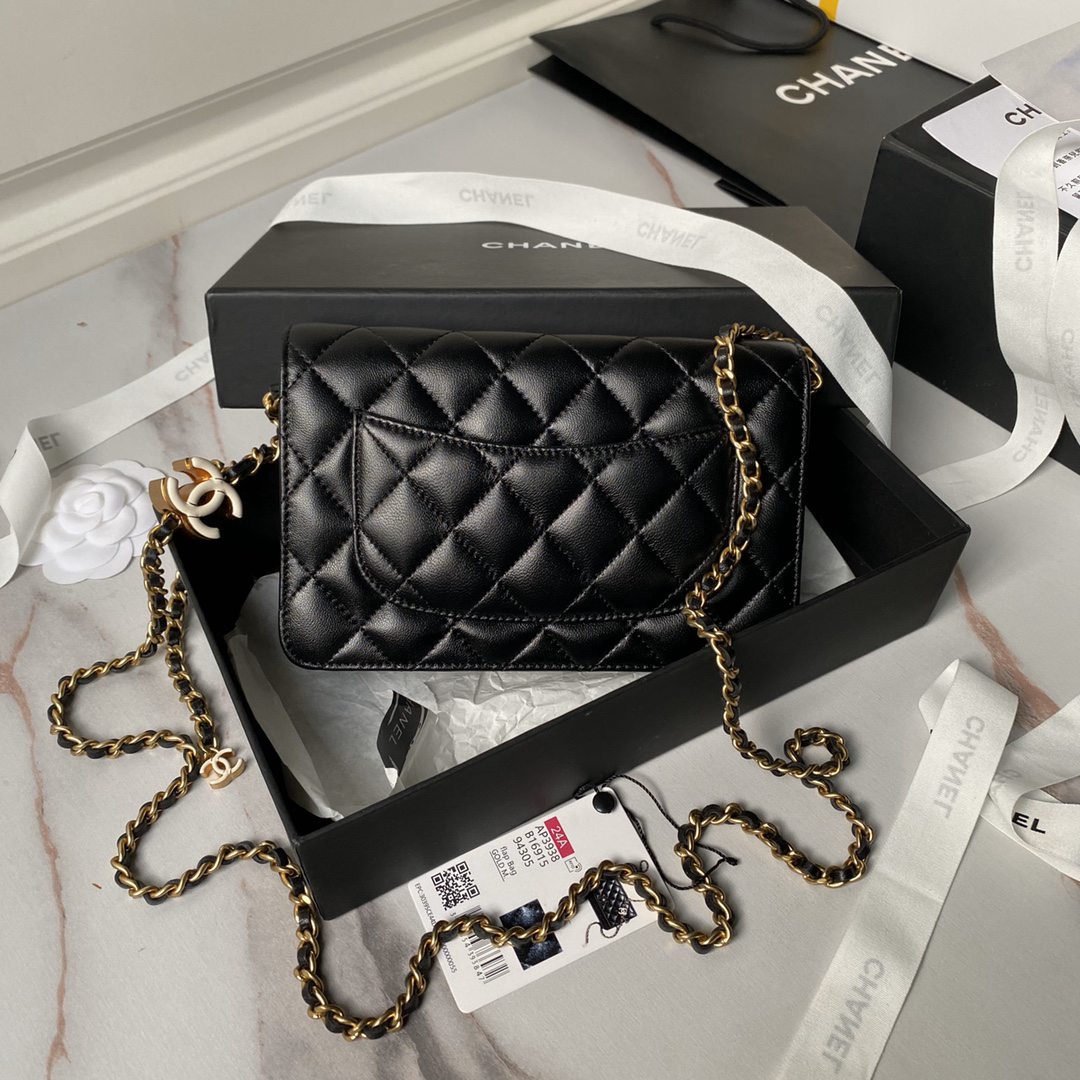 CHANEL香奈兒精仿woc系列黑色單肩包斜挎包鏈條包
