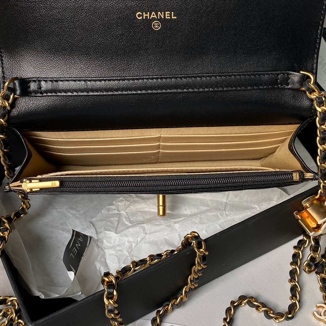 CHANEL香奈兒精仿woc系列黑色單肩包斜挎包鏈條包