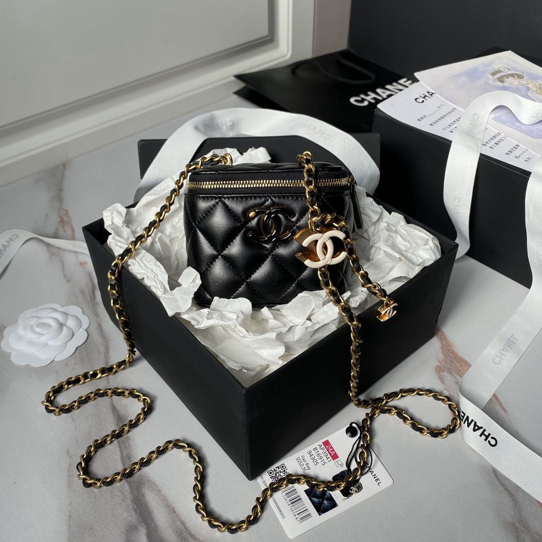 CHANEL2024新品A貨女款AP3940化妝包黑色包包