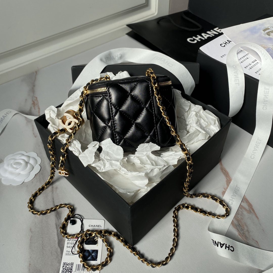 CHANEL2024新品A貨女款AP3940化妝包黑色包包