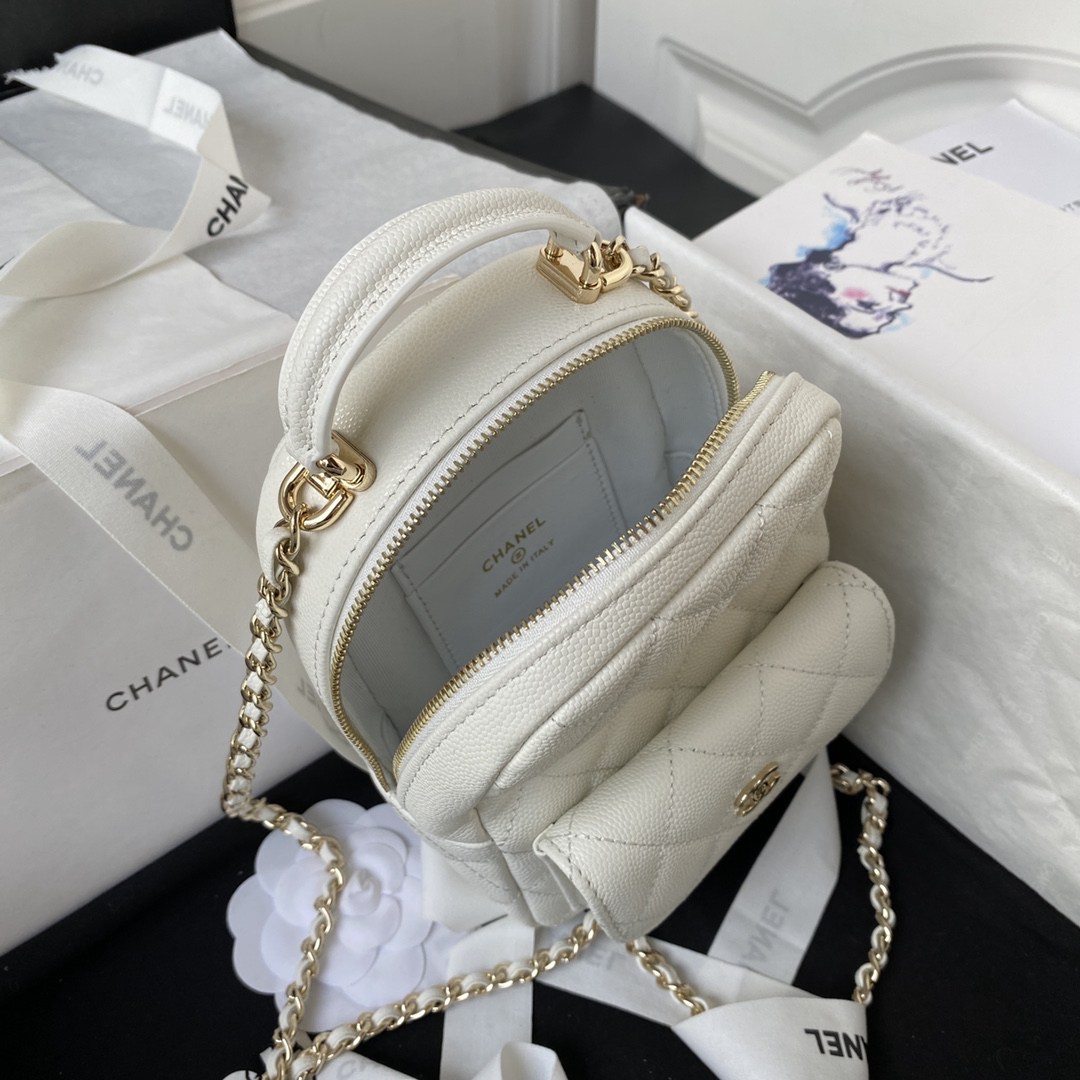 CHANEL原單AP3573mini荔枝紋小雙肩包白色超級完美