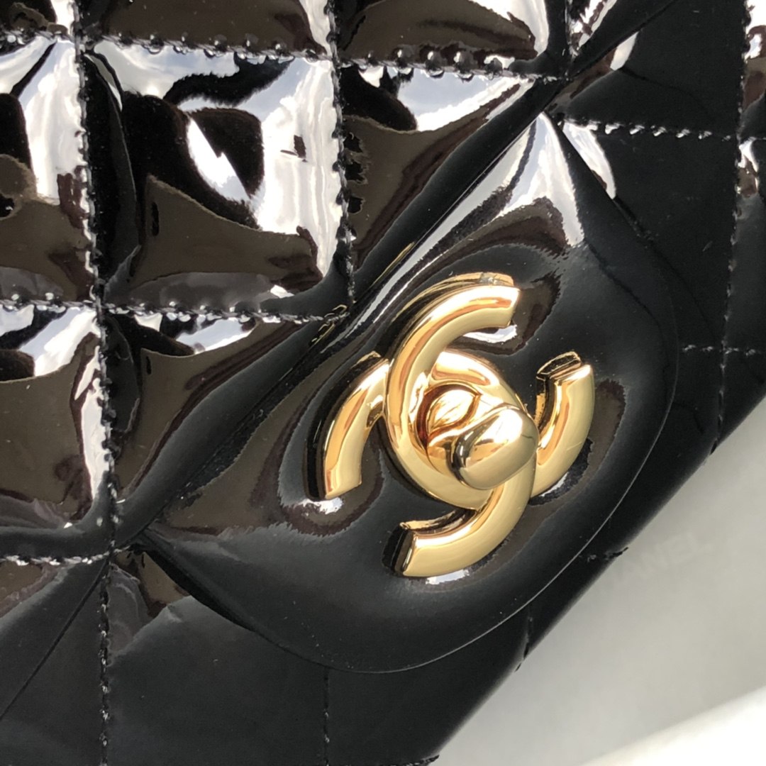 CHANEL CF系列高仿漆皮包包Classics bags單肩包斜挎包女款黑色真皮