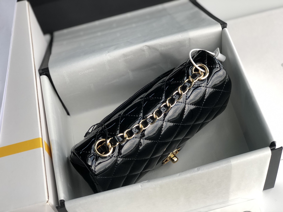 CHANEL CF系列高仿漆皮包包Classics bags單肩包斜挎包女款黑色真皮