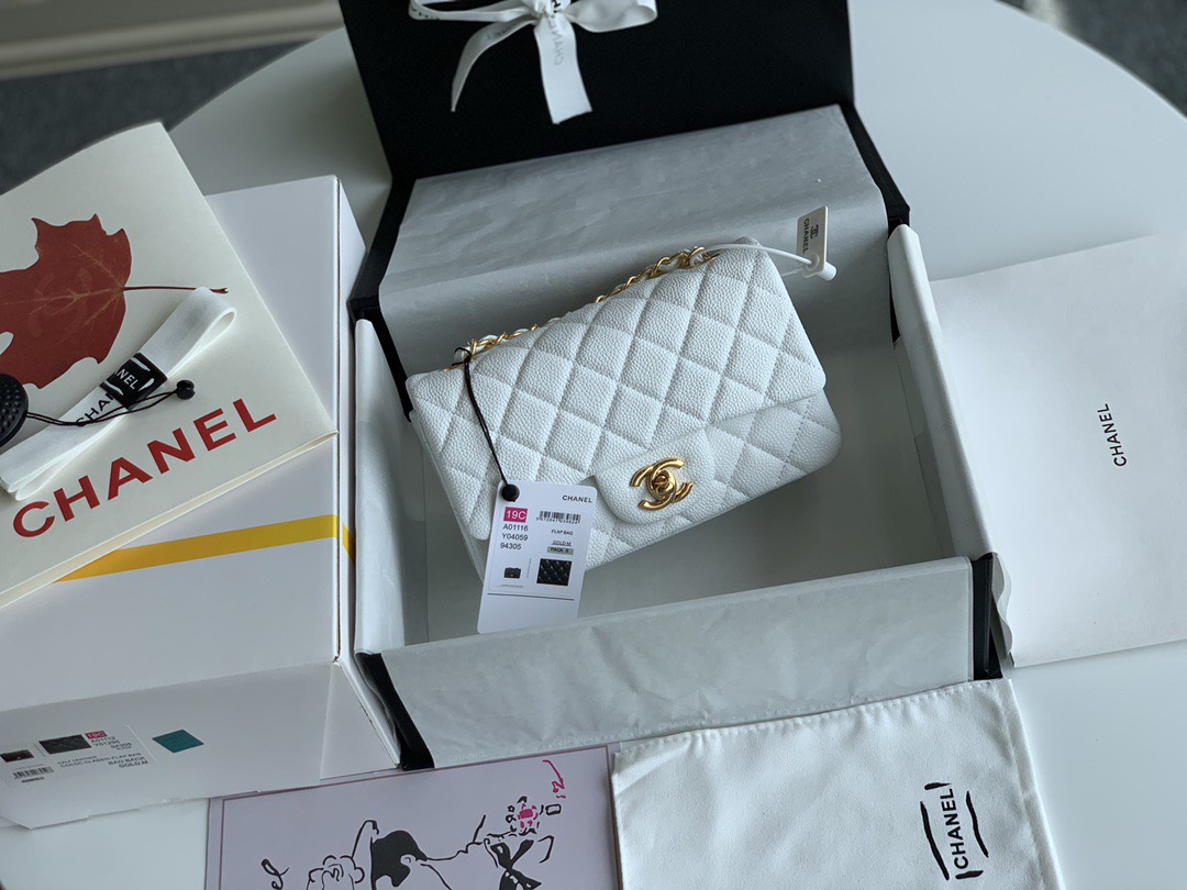 CHANEL CFmini 高仿女款白色羊皮手提包單肩包