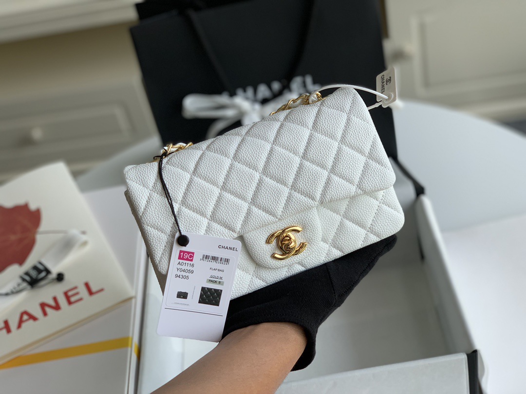 CHANEL CFmini 高仿女款白色羊皮手提包單肩包