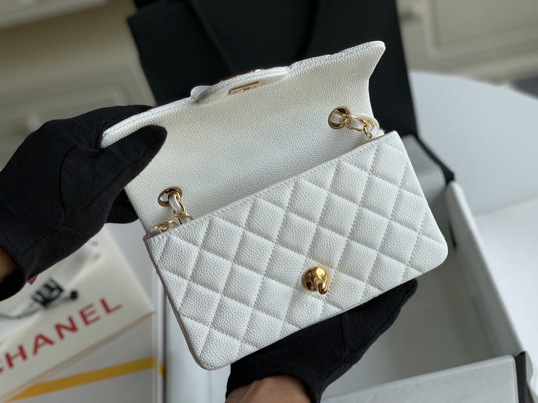 CHANEL CFmini 高仿女款白色羊皮手提包單肩包