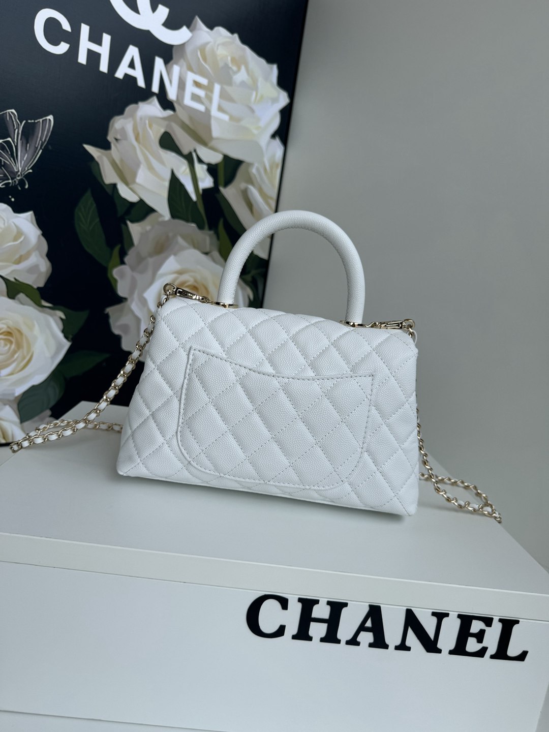 頂級高仿24CM CF系列CHANEL真皮手提包斜挎包錢包女款白色