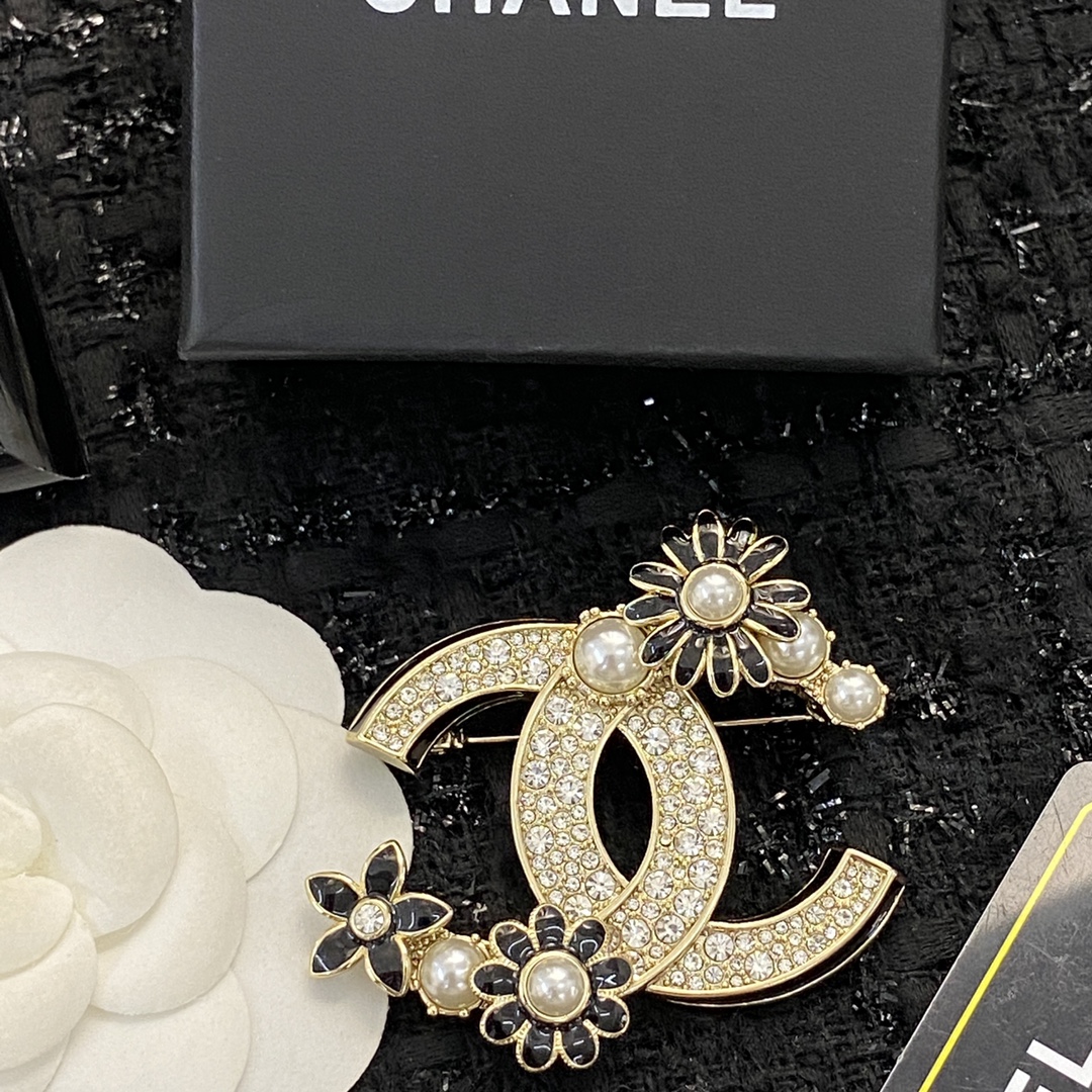 頂級爆款奢侈品CHANEL香奈兒雙C珍珠胸針 耳環