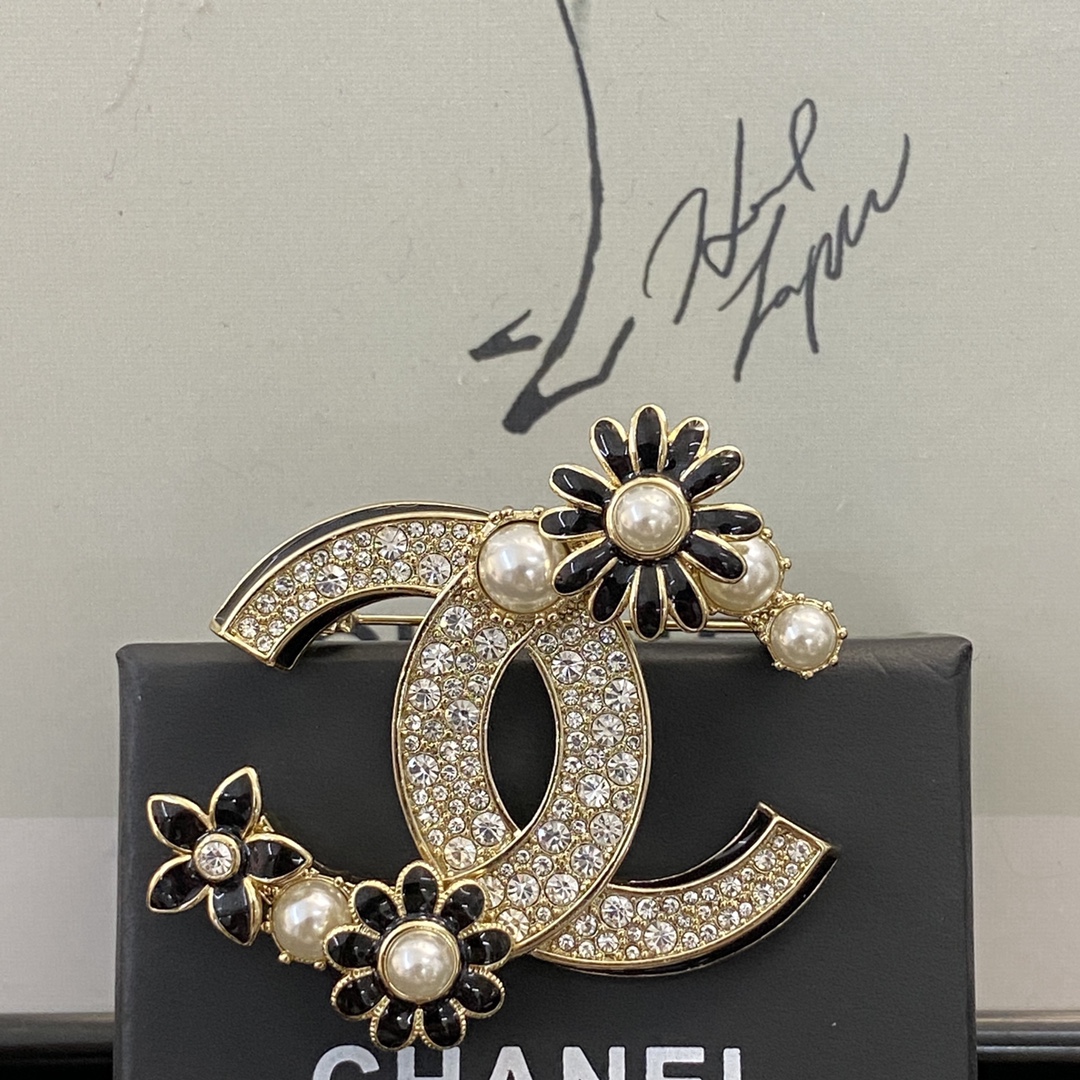 頂級爆款奢侈品CHANEL香奈兒雙C珍珠胸針 耳環