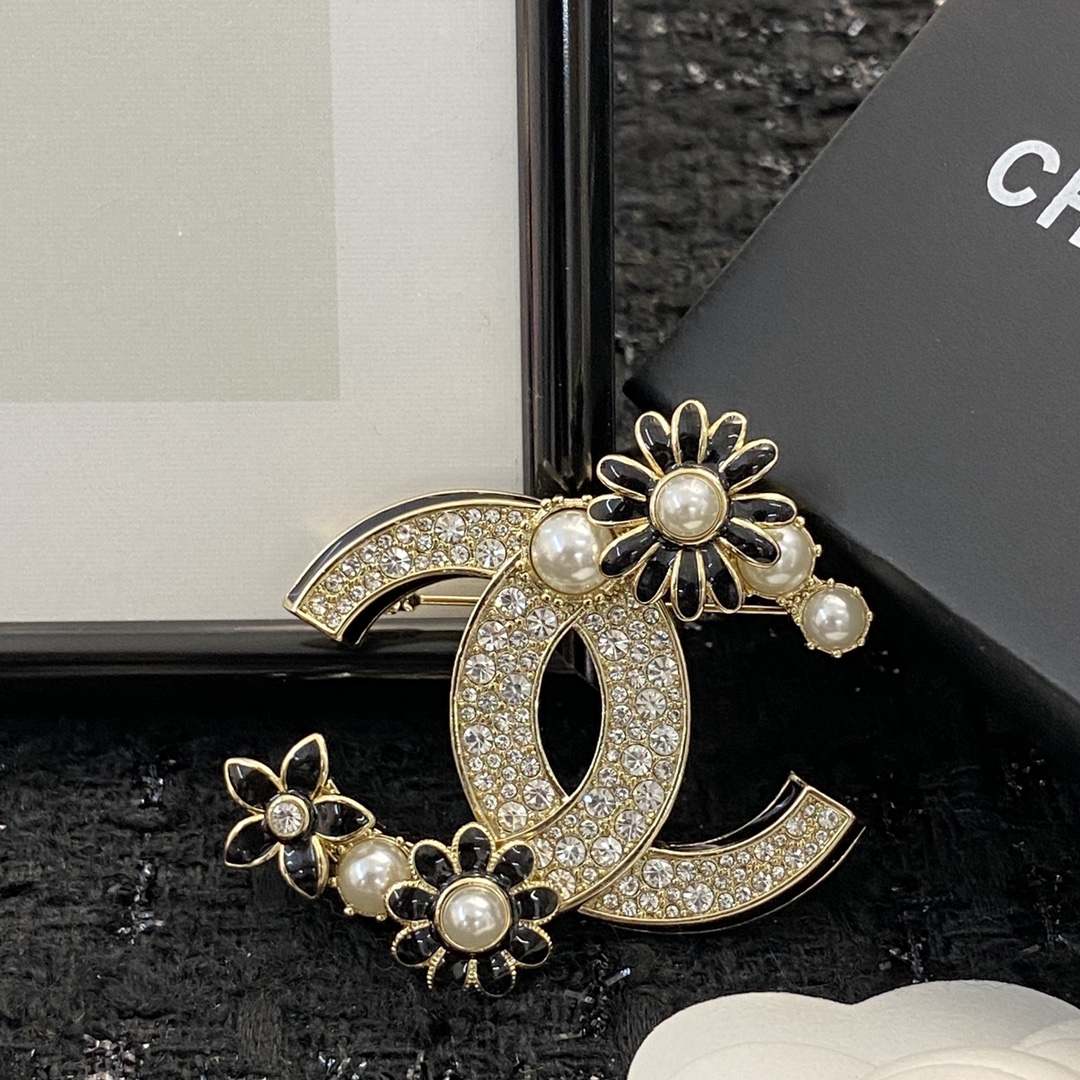 頂級爆款奢侈品CHANEL香奈兒雙C珍珠胸針 耳環
