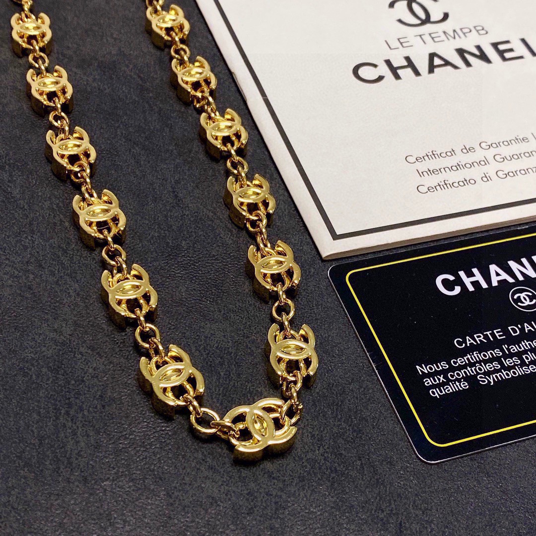 高仿CHANEL雙C中古銅色粗項鏈專櫃同步