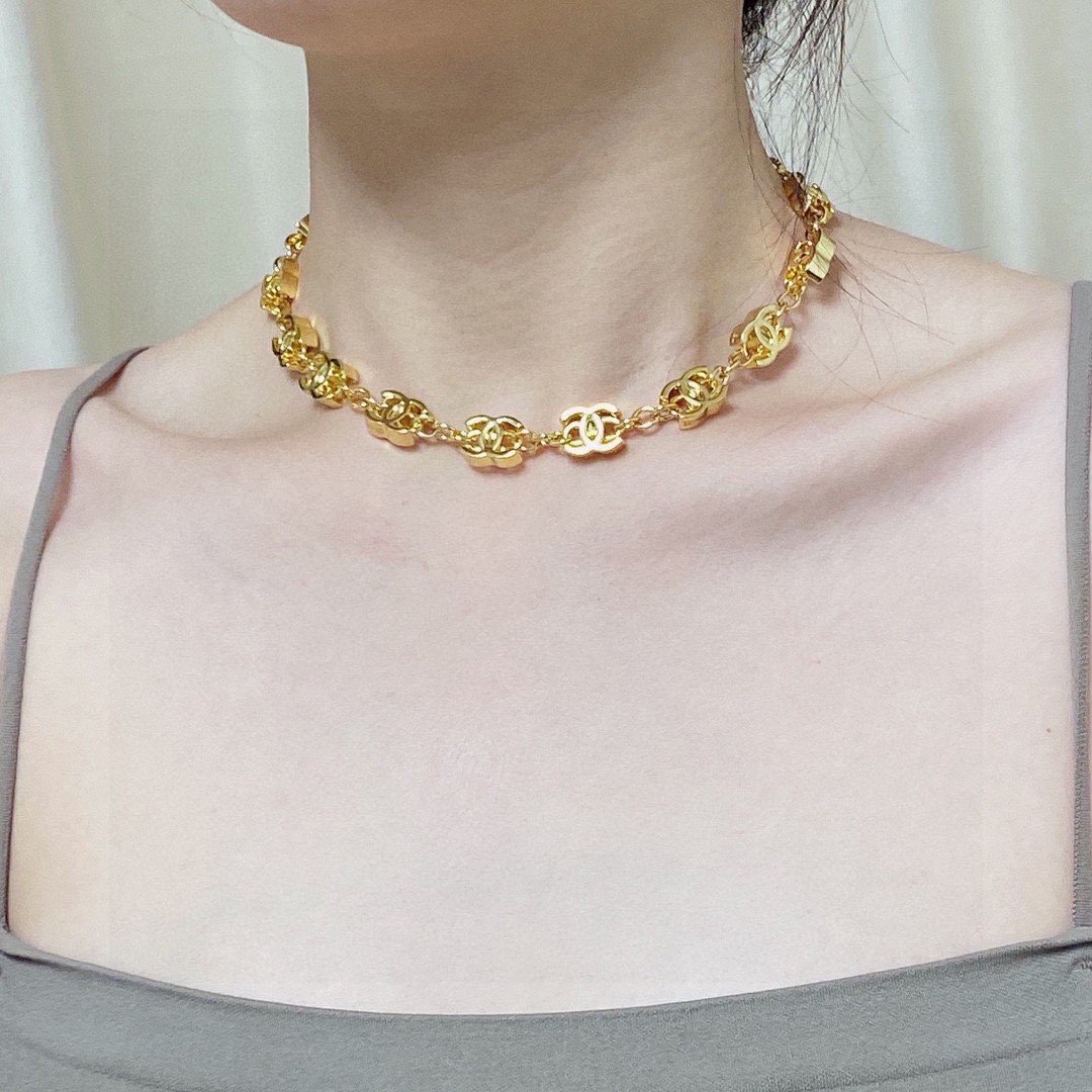 高仿CHANEL雙C中古銅色粗項鏈專櫃同步