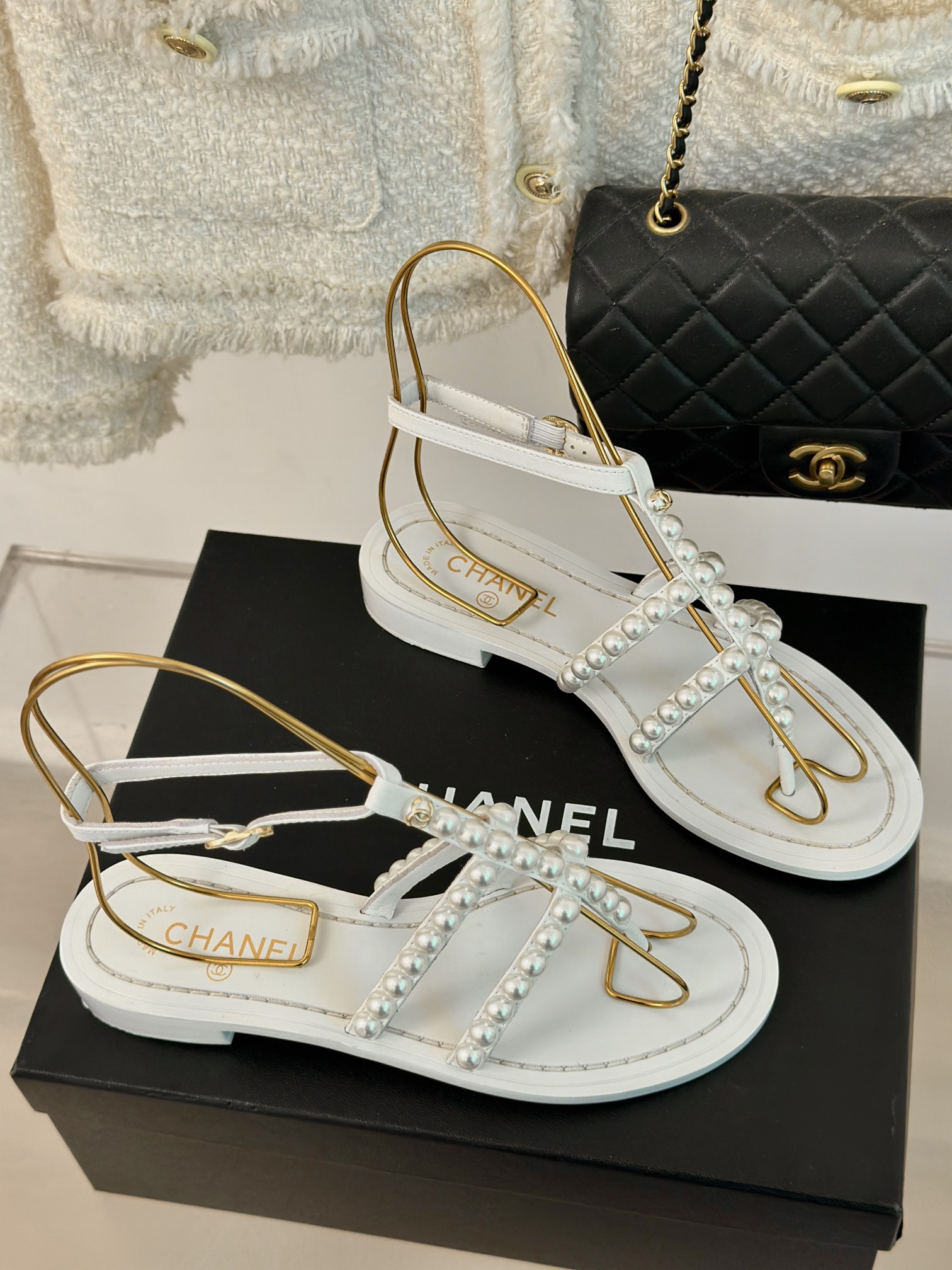 雙C頂級復刻奢侈品意大利羊皮製作CHANEL香奈兒高仿涼鞋沙灘鞋平底涼鞋