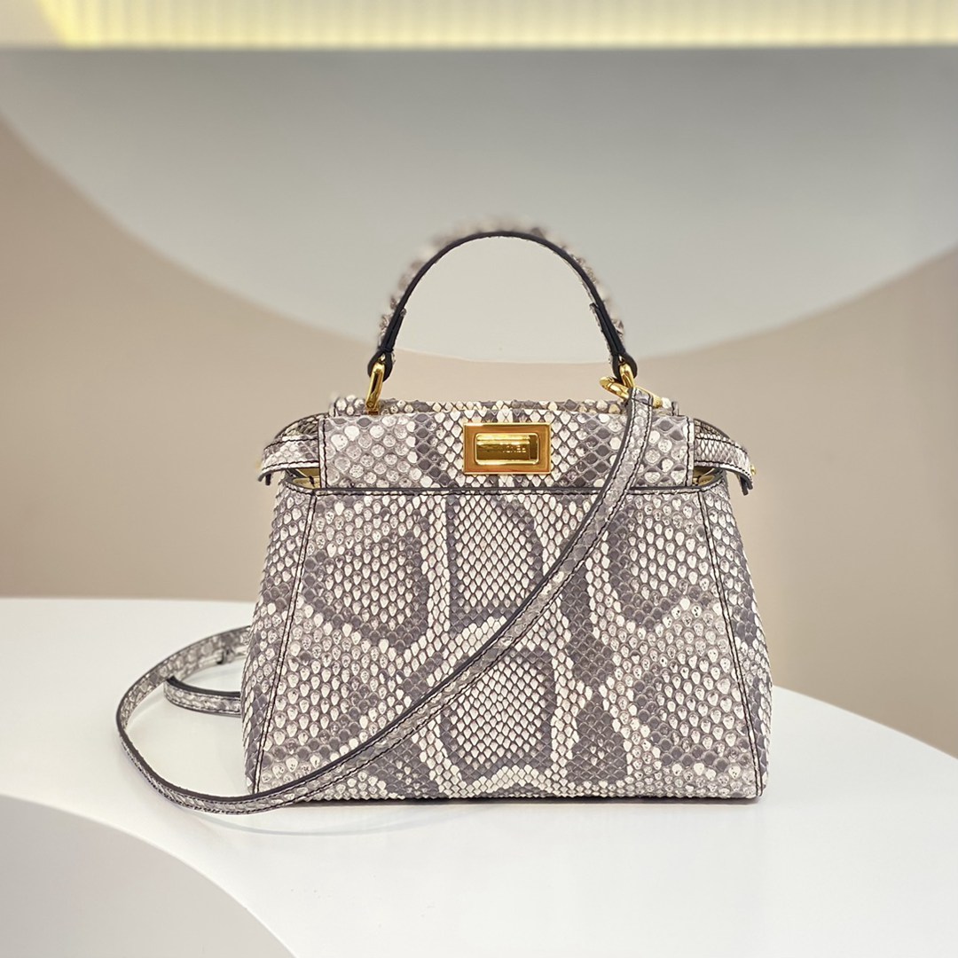 頂級精仿 Fendi peekaboo Mini號稀有羊皮蛇皮包包手提包