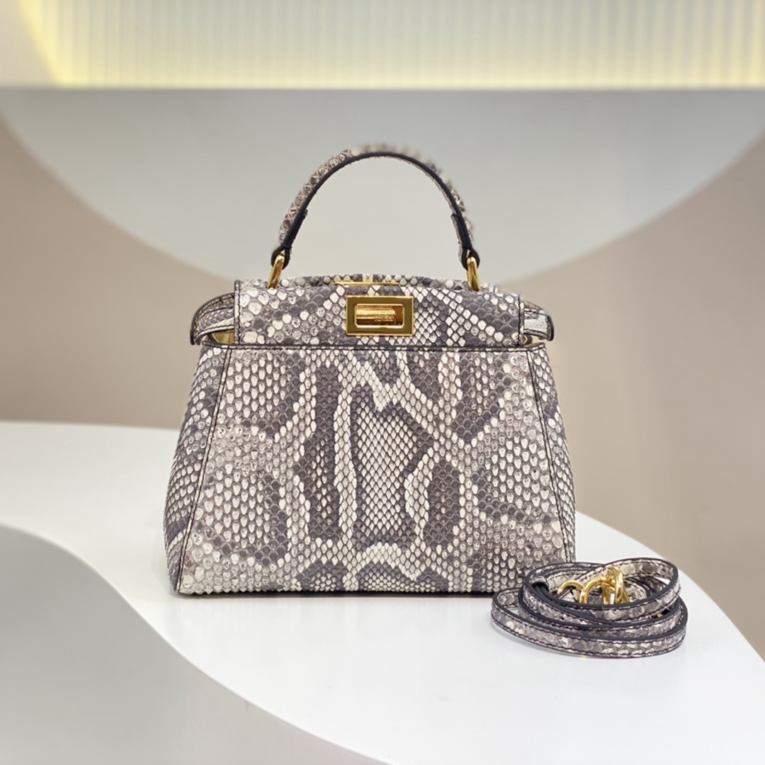 頂級精仿 Fendi peekaboo Mini號稀有羊皮蛇皮包包手提包