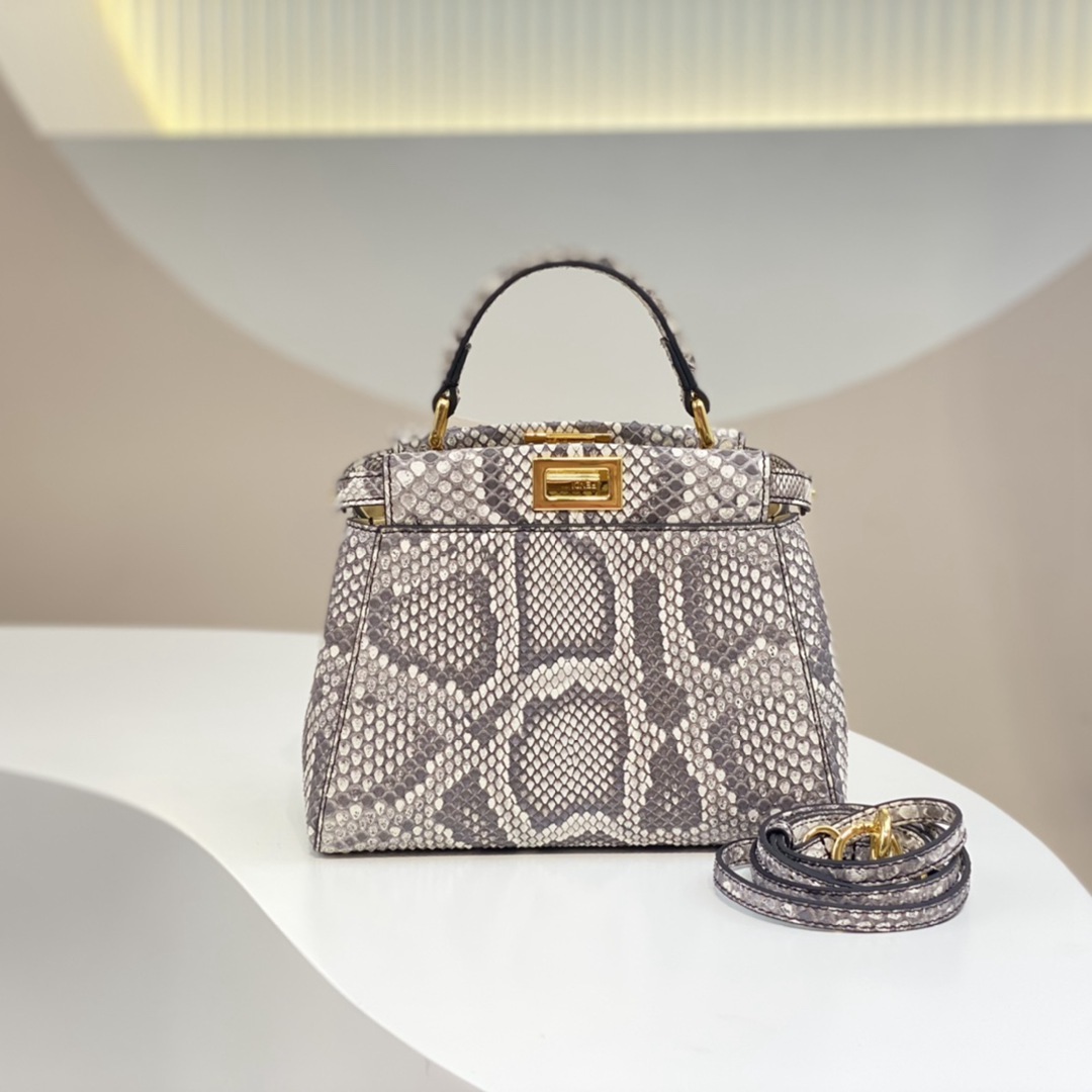 頂級精仿 Fendi peekaboo Mini號稀有羊皮蛇皮包包手提包