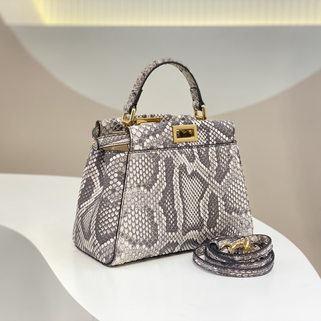 頂級精仿 Fendi peekaboo Mini號稀有羊皮蛇皮包包手提包