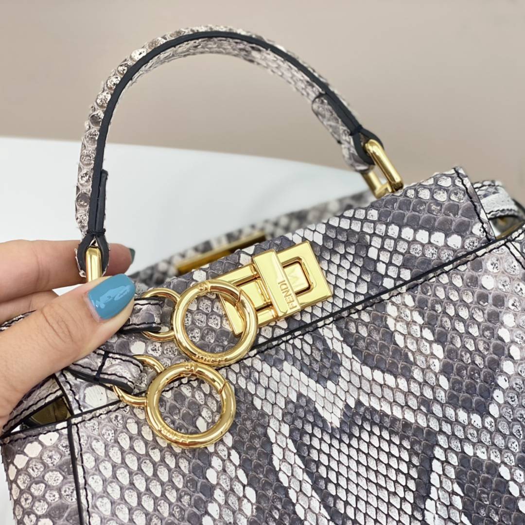 頂級精仿 Fendi peekaboo Mini號稀有羊皮蛇皮包包手提包