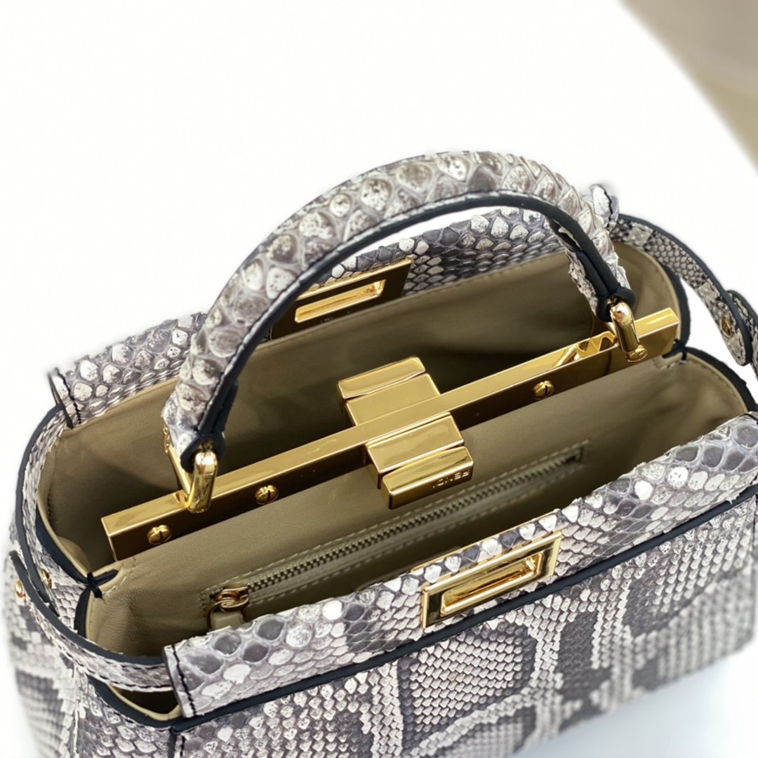 頂級精仿 Fendi peekaboo Mini號稀有羊皮蛇皮包包手提包
