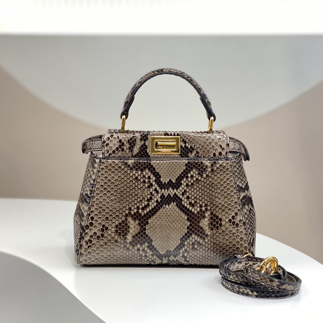 Fendi peekaboo頂級原單mini號蛇皮女款包包手提包