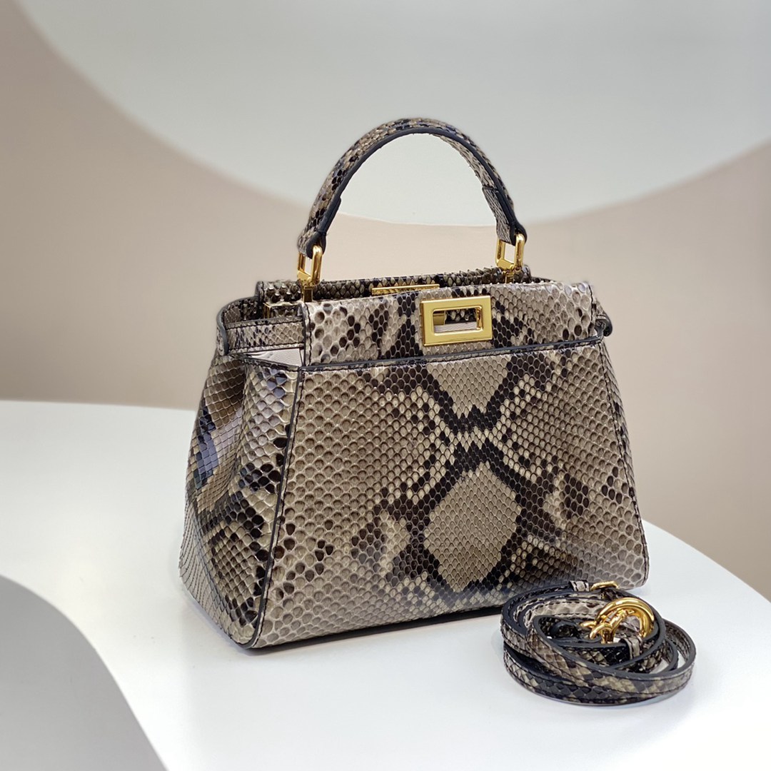 Fendi peekaboo頂級原單mini號蛇皮女款包包手提包