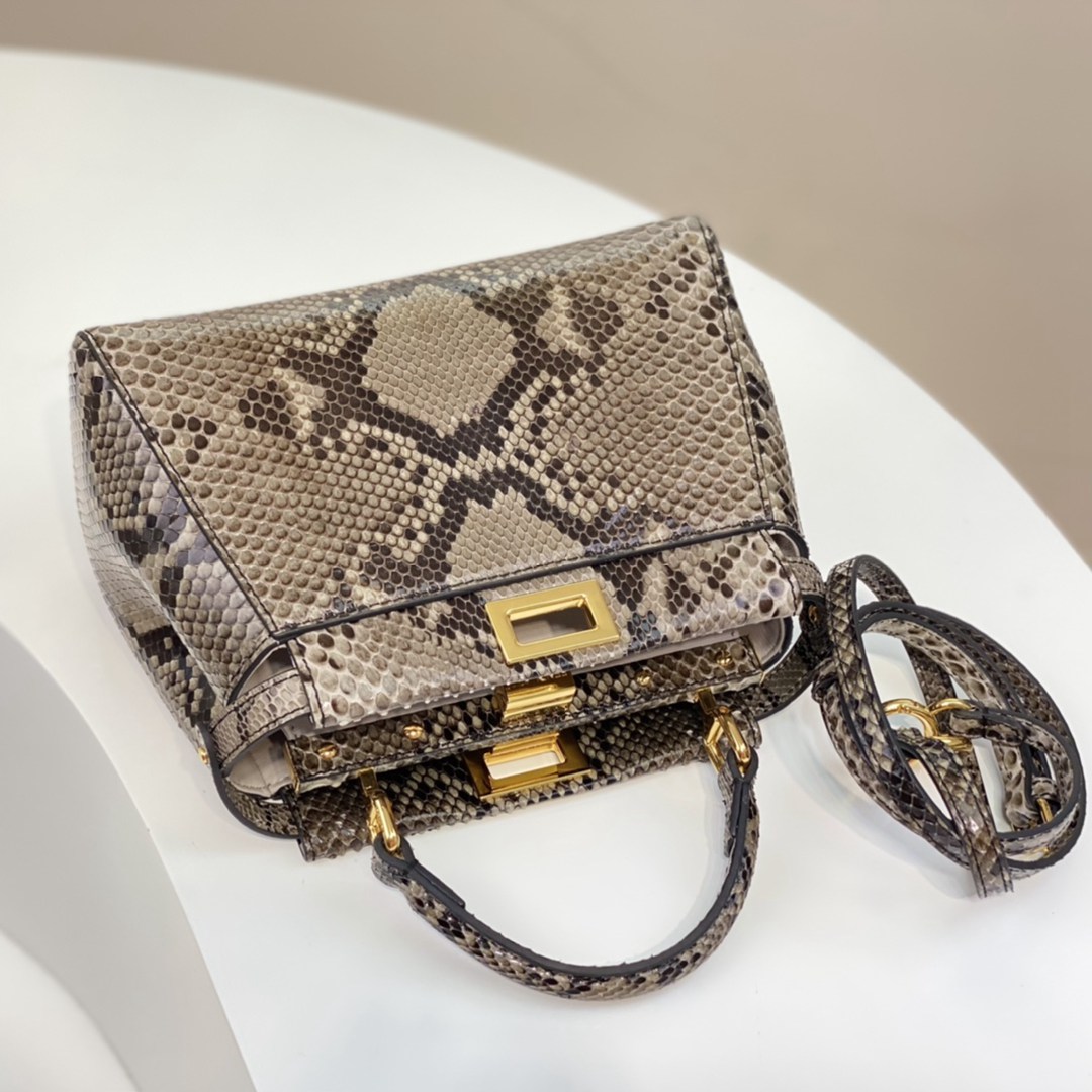 Fendi peekaboo頂級原單mini號蛇皮女款包包手提包