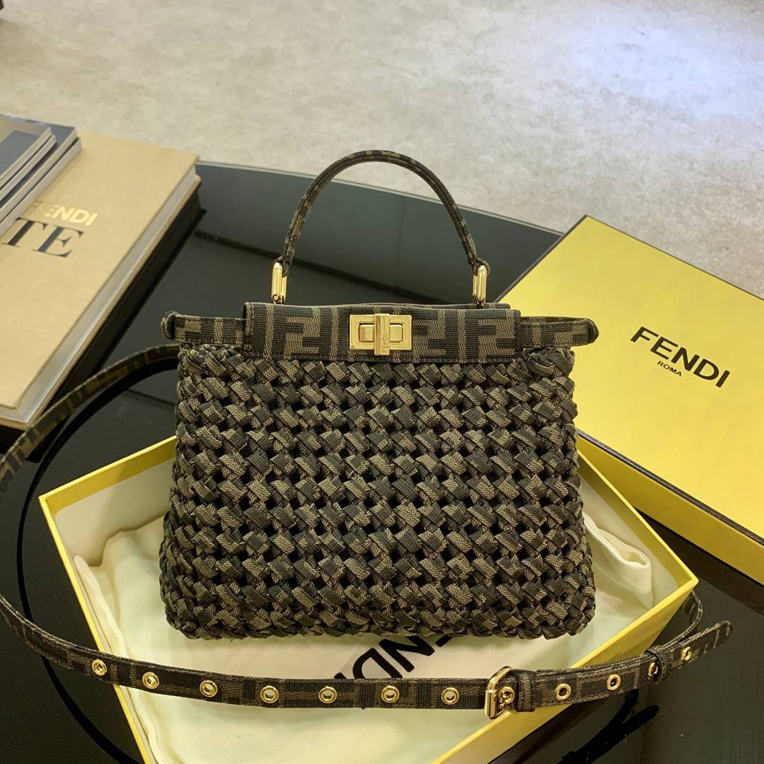 新品編輯老花小貓原單Fendi peekaboo系列經典手袋手提包