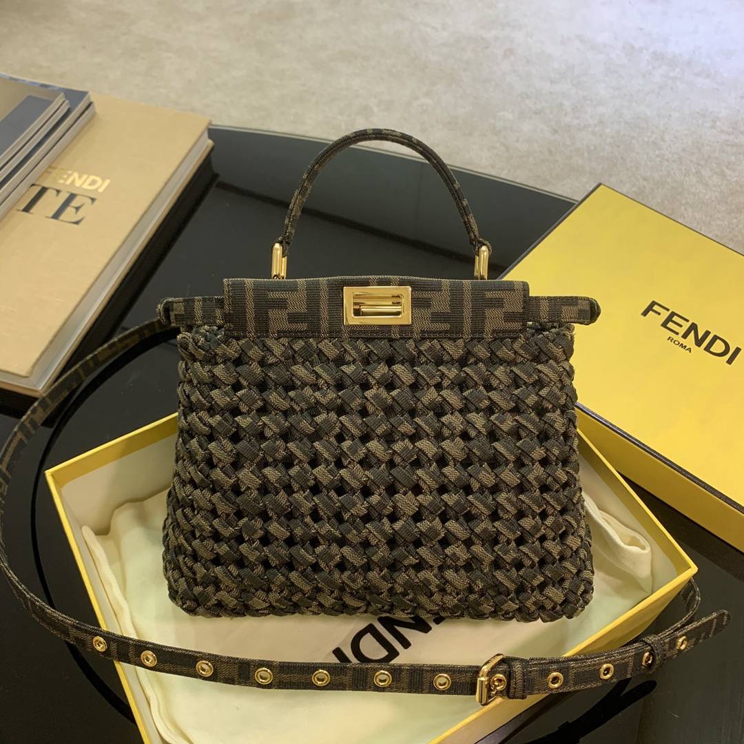 新品編輯老花小貓原單Fendi peekaboo系列經典手袋手提包