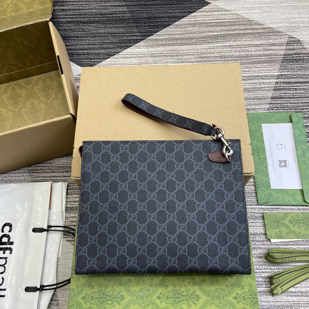 Gucci新品全套包裝男款手拿包高仿包包 頂級面料專櫃同步