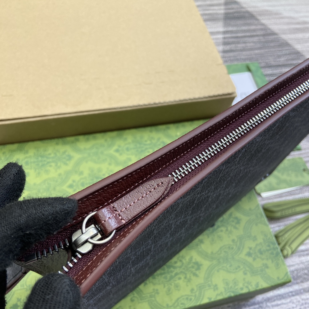 Gucci新品全套包裝男款手拿包高仿包包 頂級面料專櫃同步