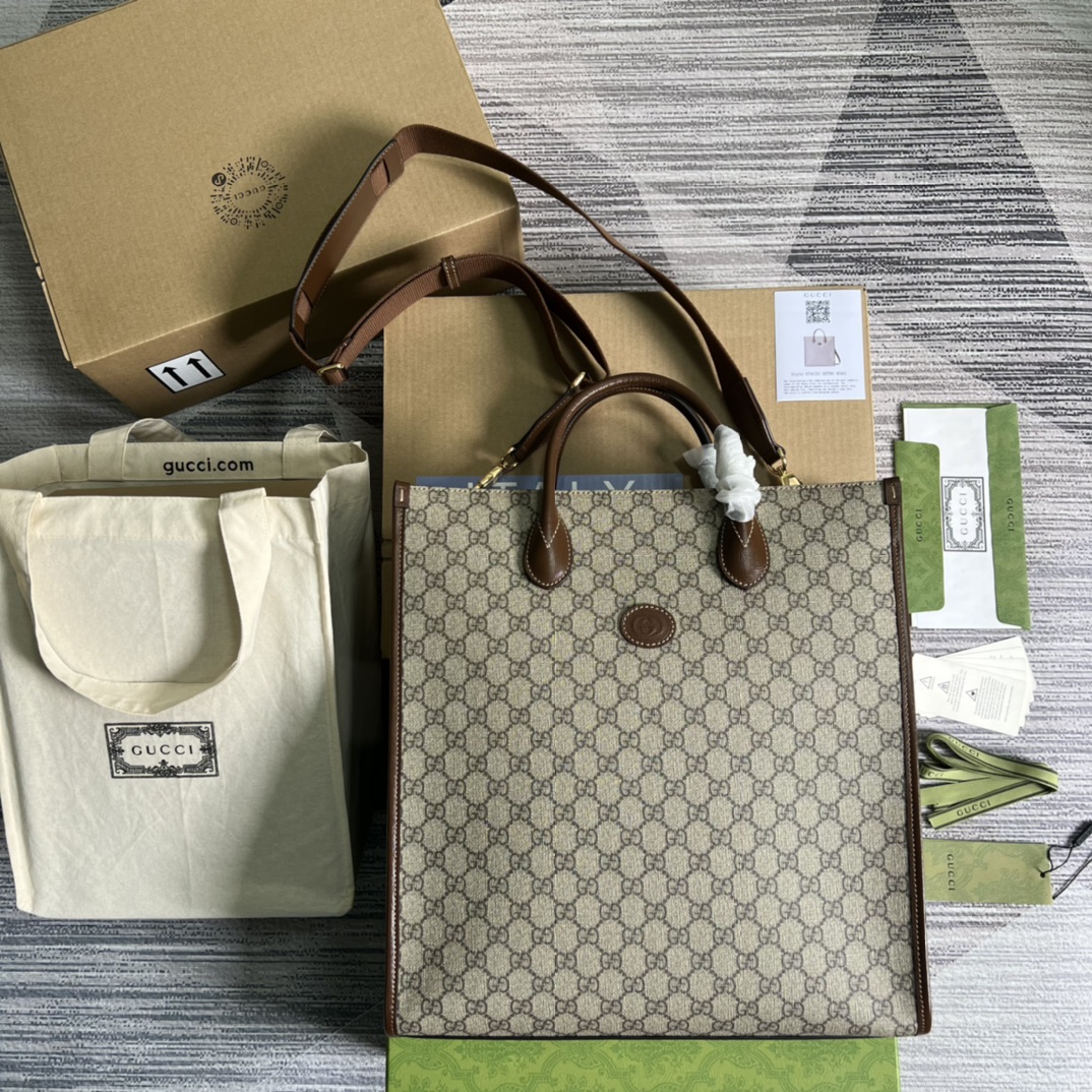 專櫃綠色包裝一比一復刻Gucci古琦托特包單肩包