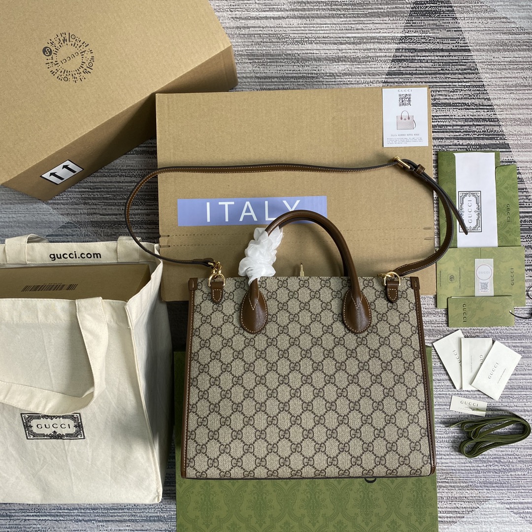 專櫃同步一比一設計Gucci經典大號托特包單肩包