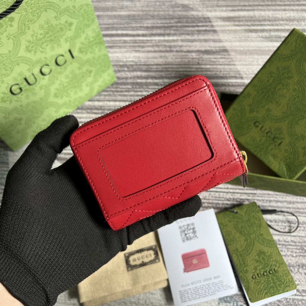 頂級原單復刻Gucci古琦紅色真皮錢夾零錢包