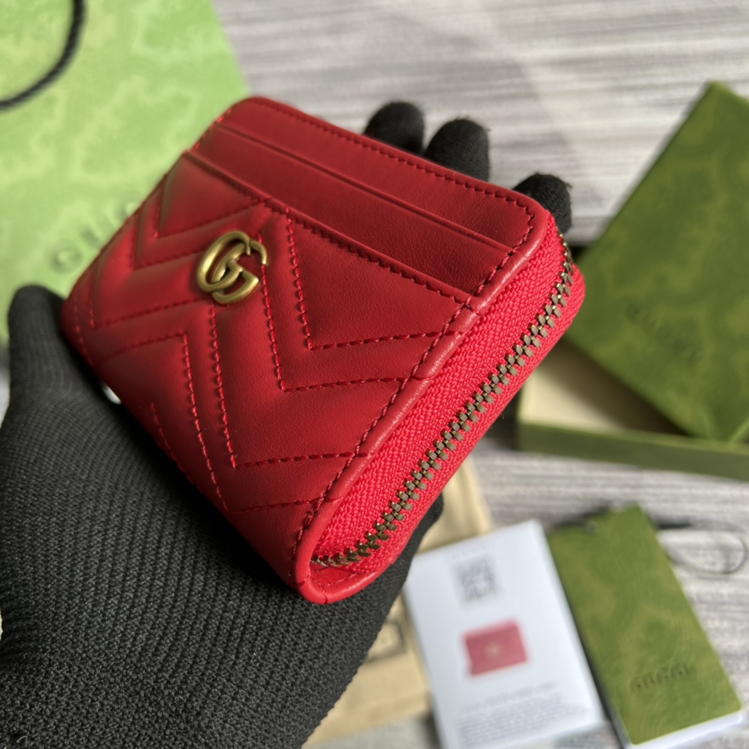 頂級原單復刻Gucci古琦紅色真皮錢夾零錢包