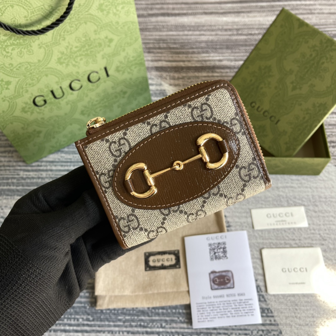專櫃綠色包裝高仿GGGucci古琦零錢包卡其包