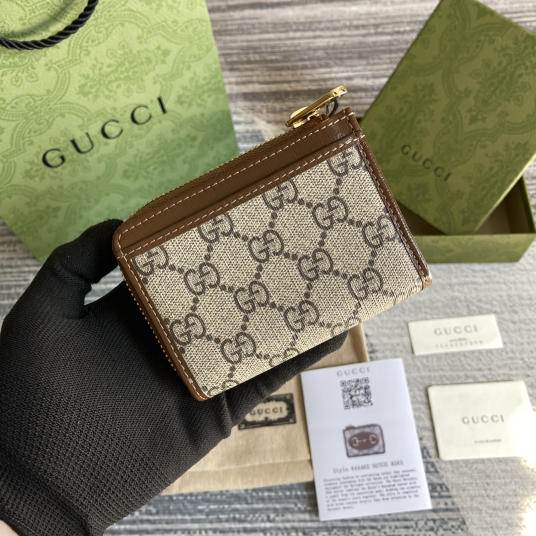 專櫃綠色包裝高仿GGGucci古琦零錢包卡其包