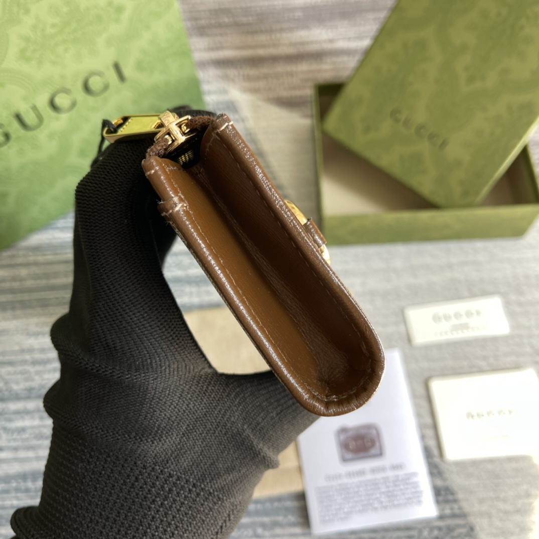 專櫃綠色包裝高仿GGGucci古琦零錢包卡其包