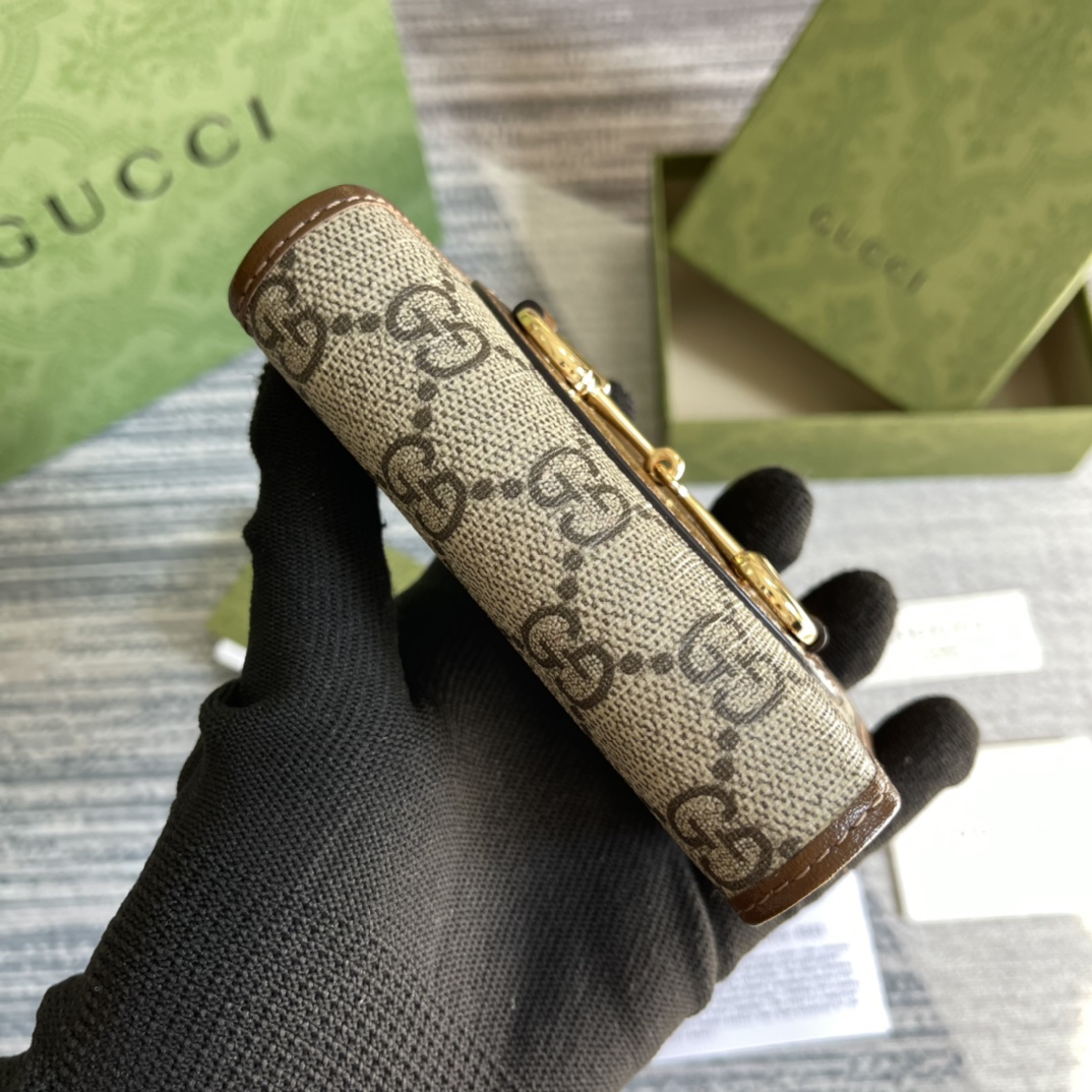 專櫃綠色包裝高仿GGGucci古琦零錢包卡其包
