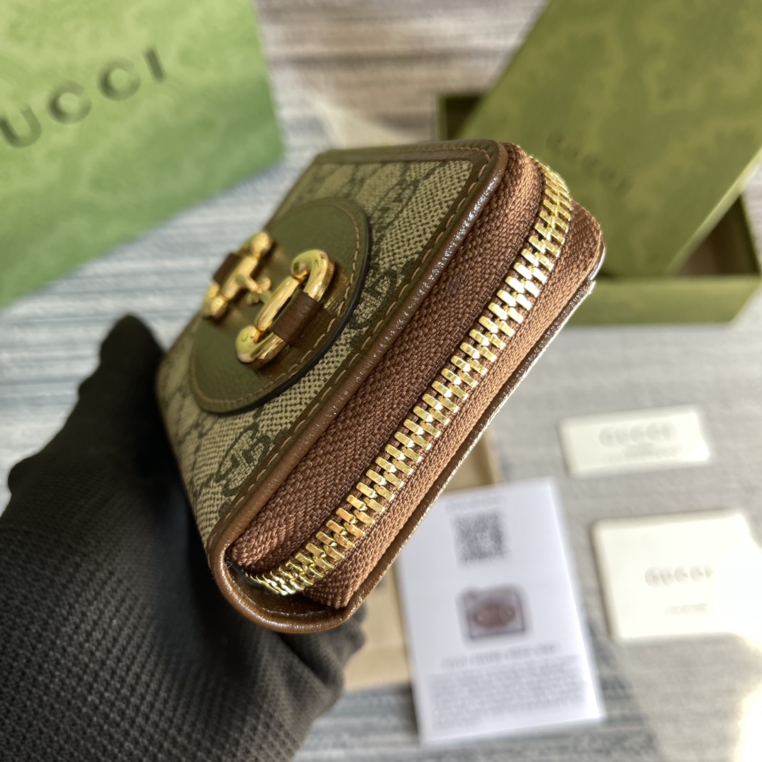專櫃綠色包裝高仿GGGucci古琦零錢包卡其包