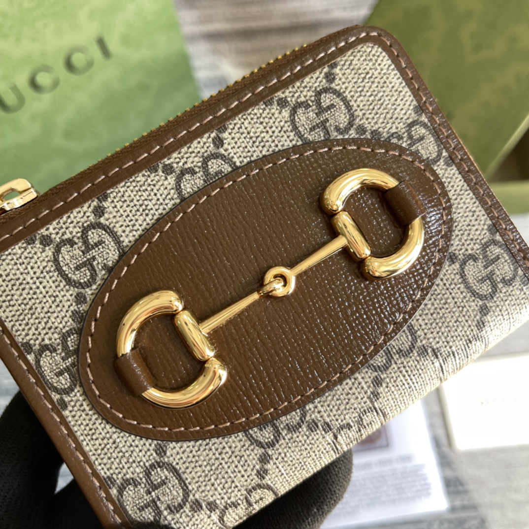 專櫃綠色包裝高仿GGGucci古琦零錢包卡其包