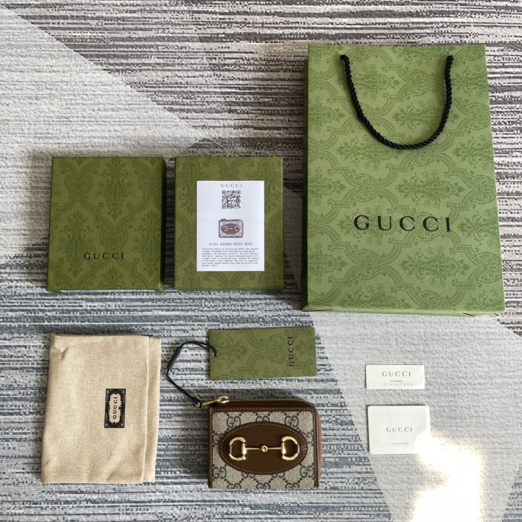 專櫃綠色包裝高仿GGGucci古琦零錢包卡其包