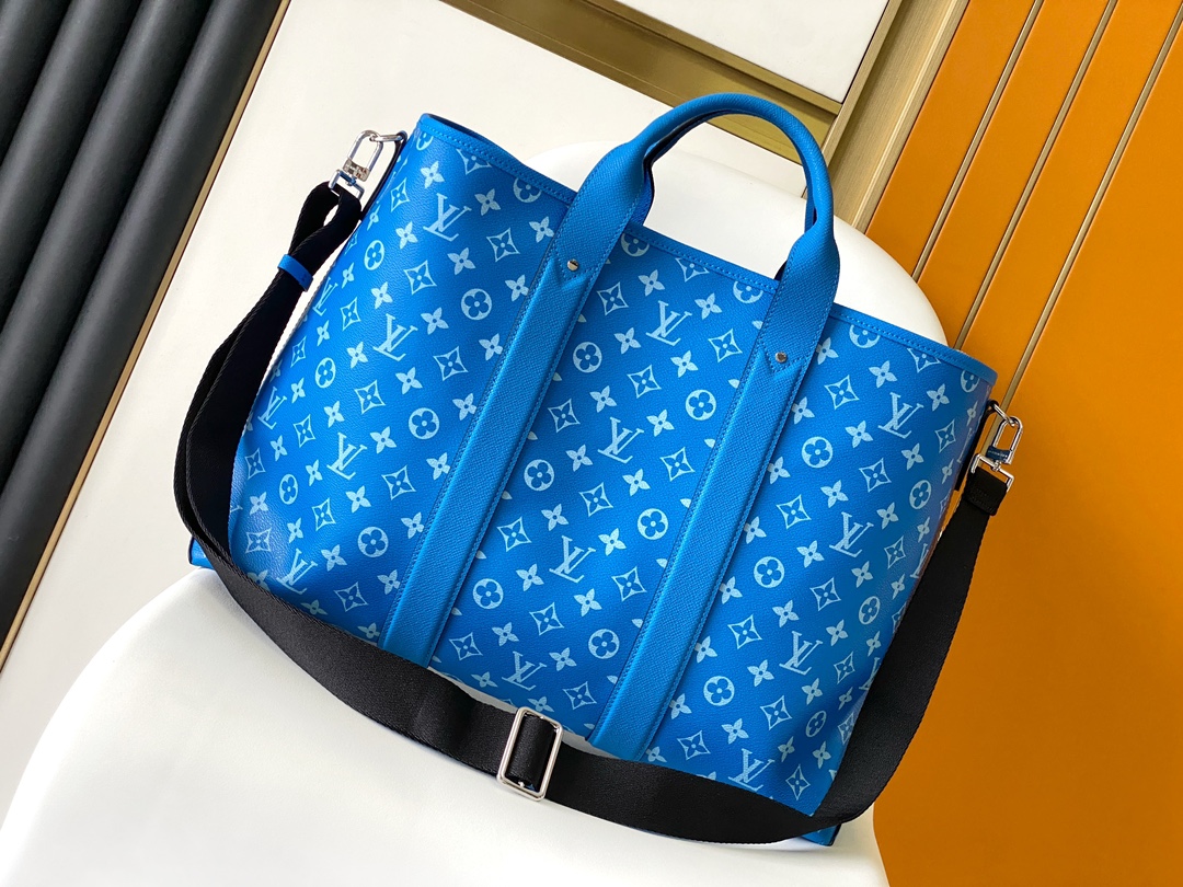 頂級原單LV路易威登M30937藍花 Weekend Tote女士真皮手提