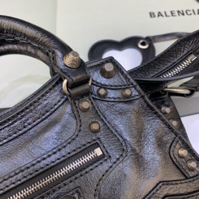 1比1原單BALENCIAGA巴黎世家包包 Neo cagole機車包 油蜡黑银扣