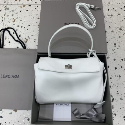 高仿超A貨BALENCIAGA巴黎世家包包 𝐑𝐎𝐃𝐄𝐎 𝐁𝐀𝐆 小號白色銀扣