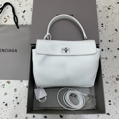 高仿超A貨BALENCIAGA巴黎世家包包 𝐑𝐎𝐃𝐄𝐎 𝐁𝐀𝐆 mini白色銀扣