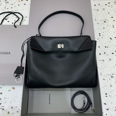 高仿超A貨BALENCIAGA巴黎世家包包 𝐑𝐎𝐃𝐄𝐎 𝐁𝐀𝐆 中號黑色銀扣