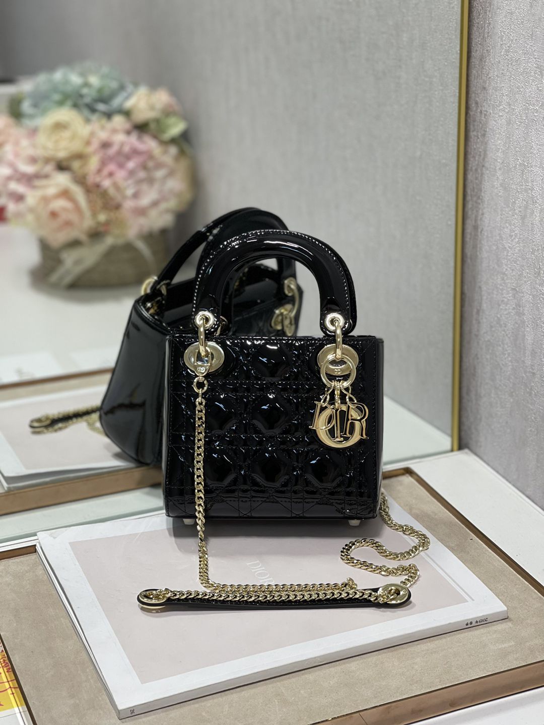 Lady Dior My迪奧高仿羊皮材質女款手提包斜挎包多功能黑色